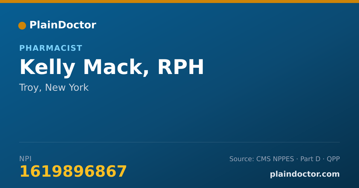 Shareable card for Kelly Mack, RPH - Pharmacist, Troy, NY