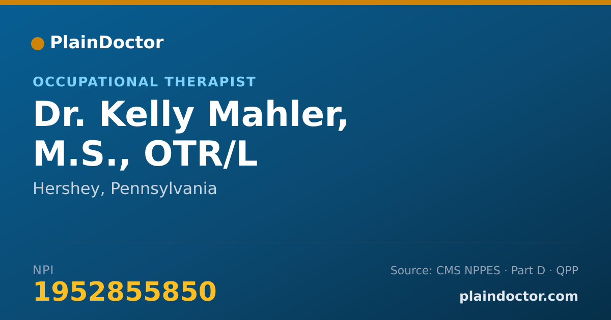 Shareable card for Kelly Mahler, M.S., OTR/L - Occupational Therapist, Hershey, PA