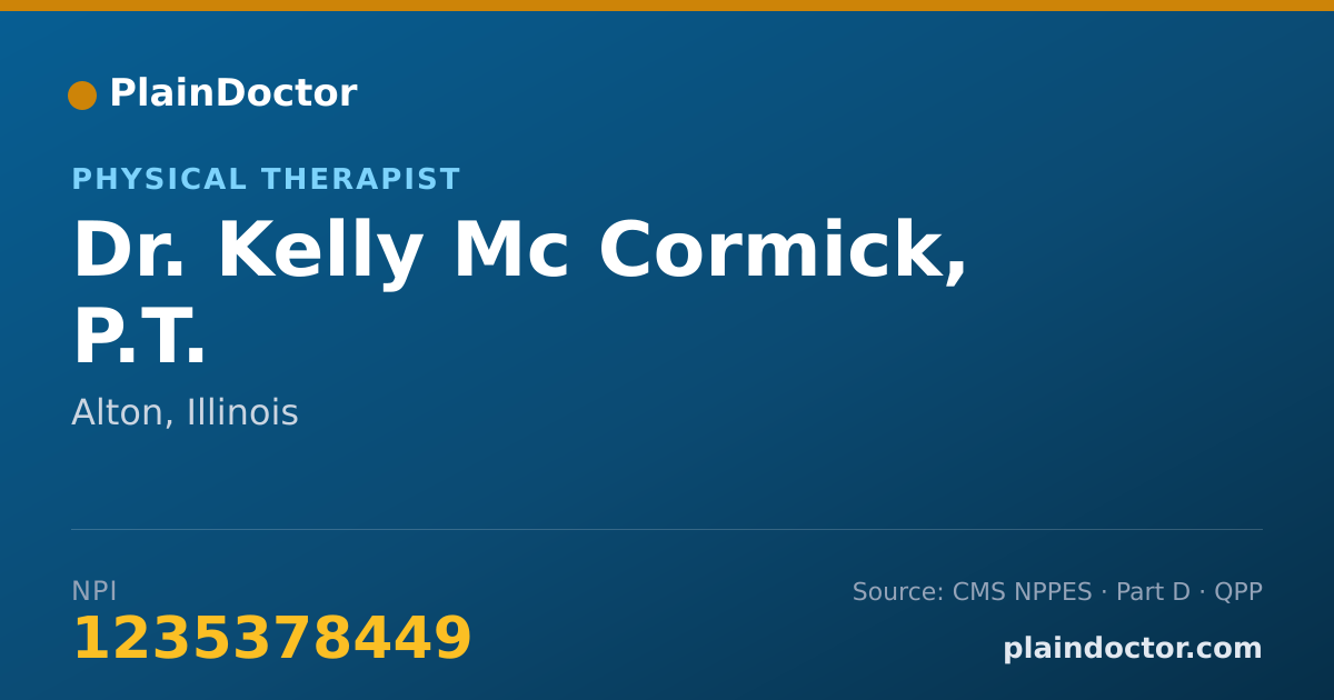 Shareable card for Kelly Mc Cormick, P.T. - Physical Therapist, Alton, IL