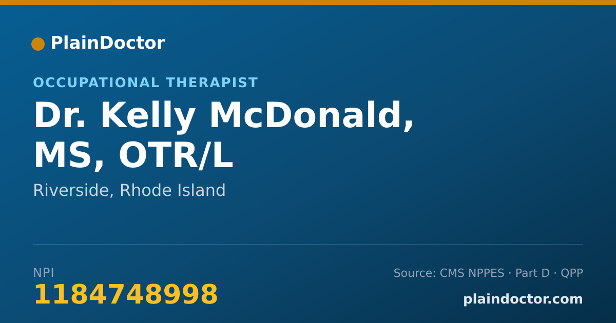 Shareable card for Kelly McDonald, MS, OTR/L - Occupational Therapist, Riverside, RI