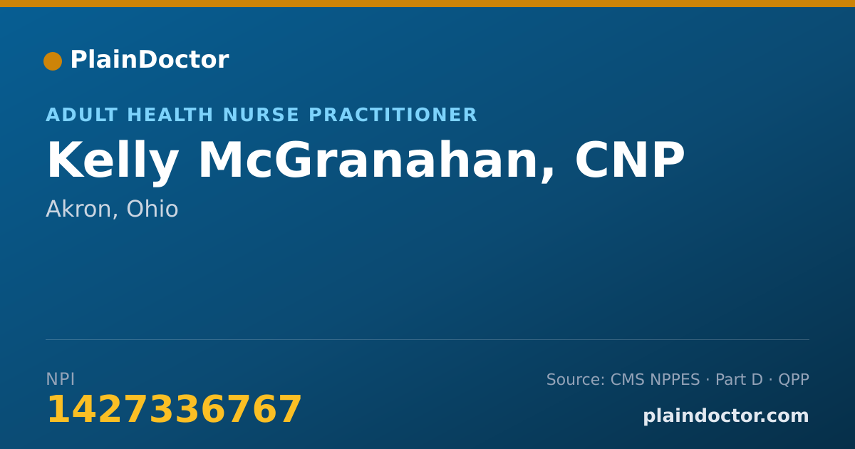 Shareable card for Kelly McGranahan, CNP - Adult Health Nurse Practitioner, Akron, OH