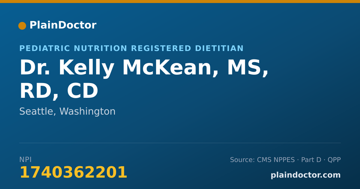 Shareable card for Kelly McKean, MS, RD, CD - Pediatric Nutrition Registered Dietitian, Seattle, WA