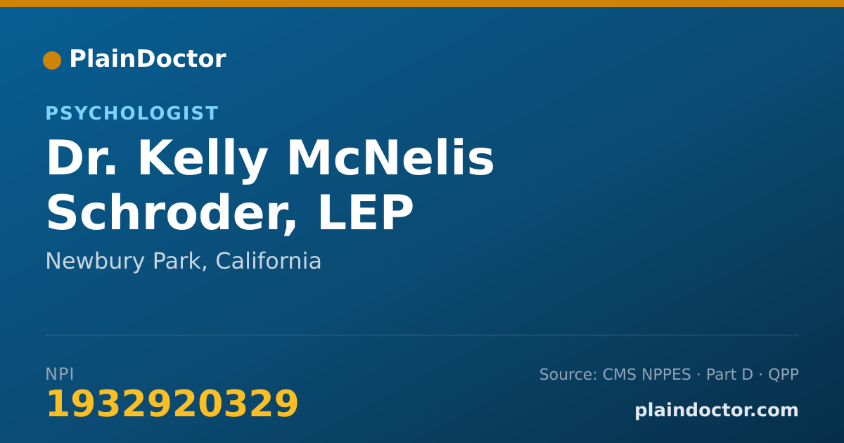 Shareable card for Kelly McNelis Schroder, LEP - Psychologist, Newbury Park, CA