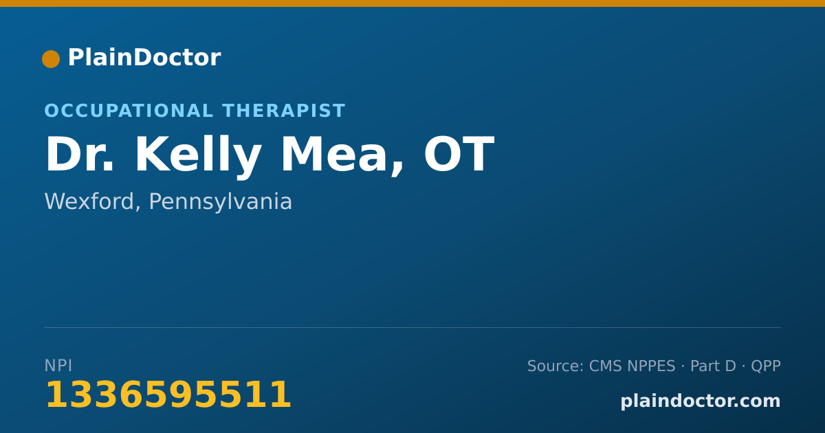 Shareable card for Kelly Mea, OT - Occupational Therapist, Wexford, PA