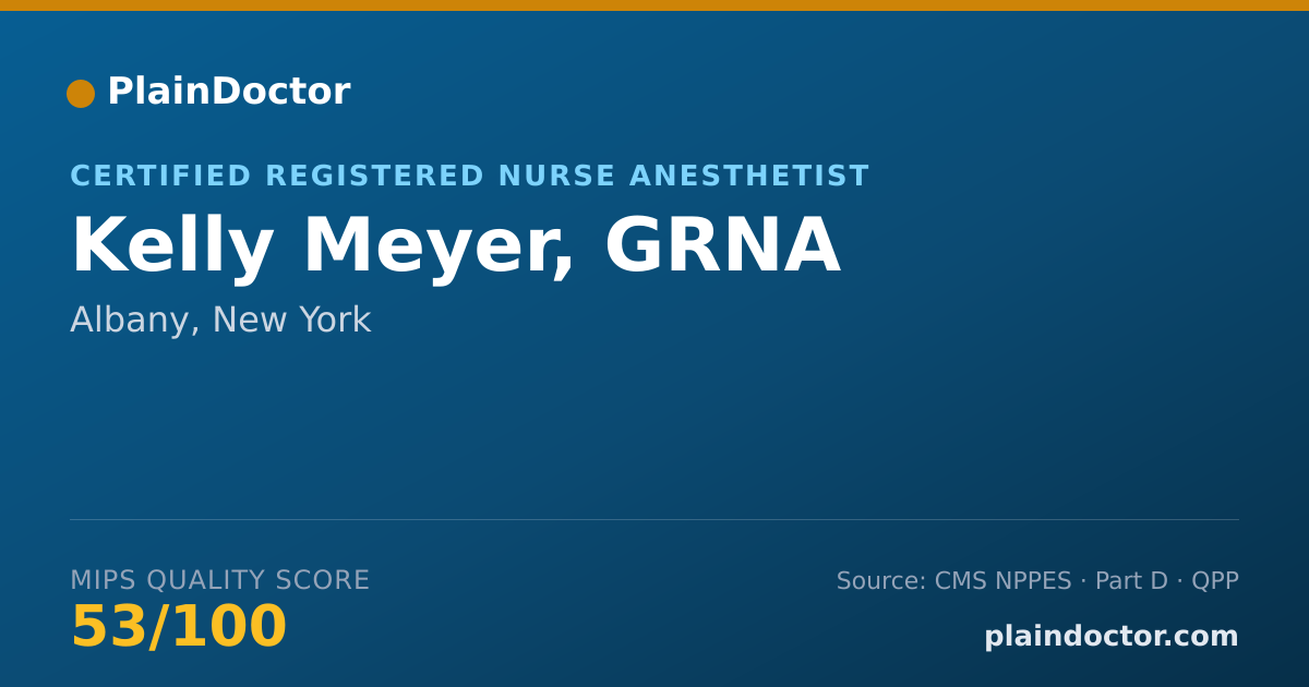 Shareable card for Kelly Meyer, GRNA - Certified Registered Nurse Anesthetist, Albany, NY