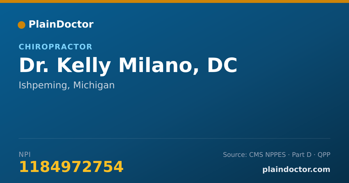Shareable card for Kelly Milano, DC - Chiropractor, Ishpeming, MI