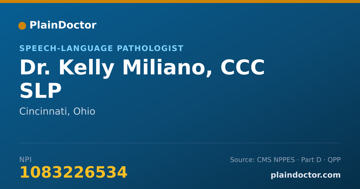 Shareable card for Kelly Miliano, CCC SLP - Speech-Language Pathologist, Cincinnati, OH