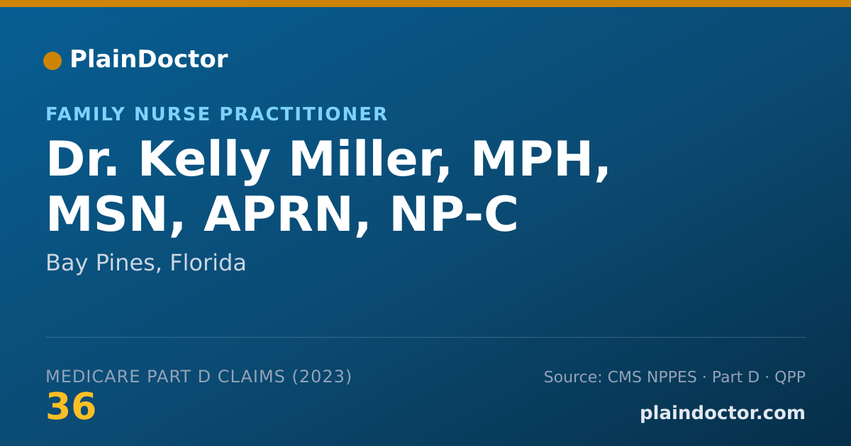 Shareable card for Kelly Miller, MPH, MSN, APRN, NP-C - Family Nurse Practitioner, Bay Pines, FL