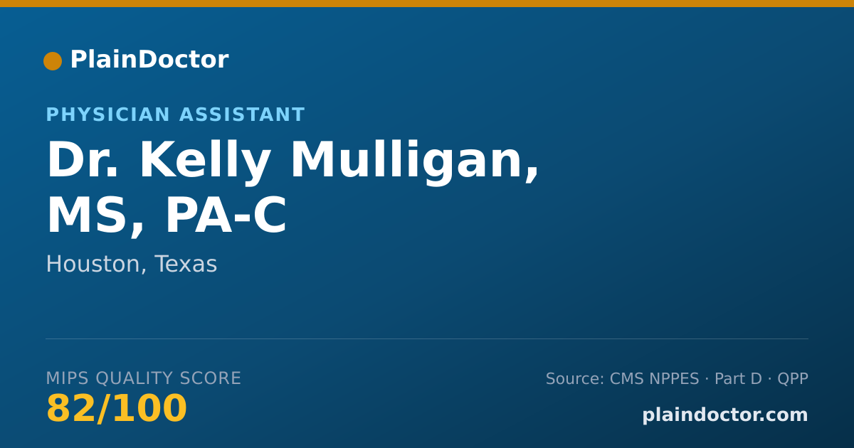Shareable card for Kelly Mulligan, MS, PA-C - Physician Assistant, Houston, TX