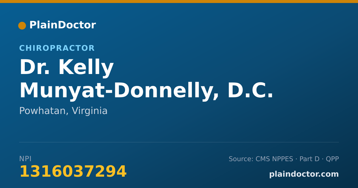 Shareable card for Kelly Munyat-Donnelly, D.C. - Chiropractor, Powhatan, VA
