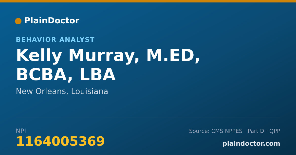 Shareable card for Kelly Murray, M.ED, BCBA, LBA - Behavior Analyst, New Orleans, LA