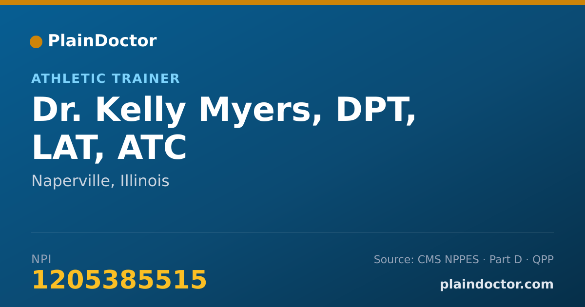 Shareable card for Kelly Myers, DPT, LAT, ATC - Athletic Trainer, Naperville, IL