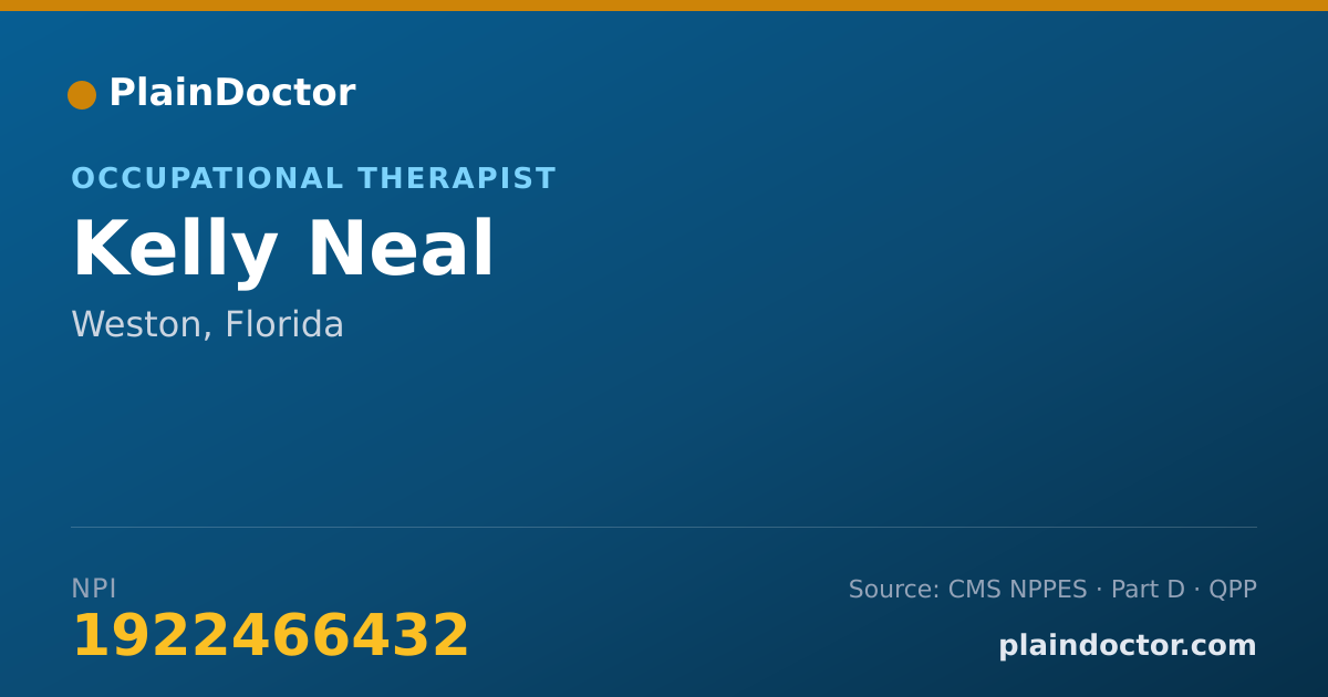 Shareable card for Kelly Neal - Occupational Therapist, Weston, FL