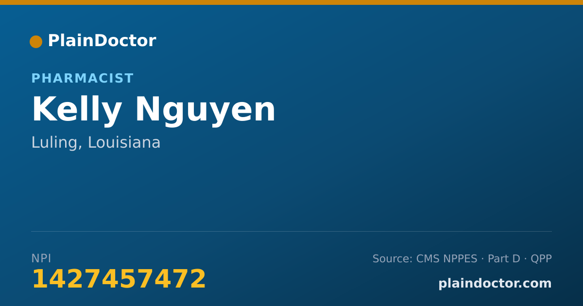 Shareable card for Kelly Nguyen - Pharmacist, Luling, LA
