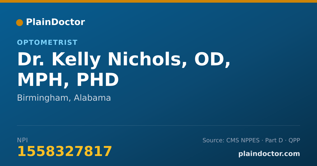 Shareable card for Kelly Nichols, OD, MPH, PHD - Optometrist, Birmingham, AL