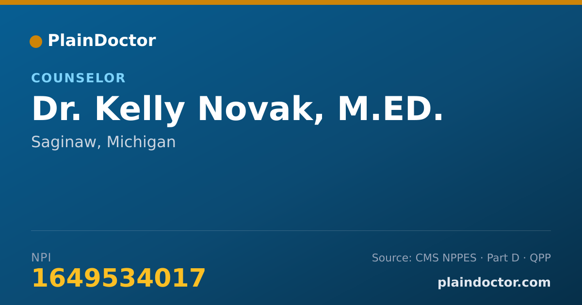 Shareable card for Kelly Novak, M.ED. - Counselor, Saginaw, MI