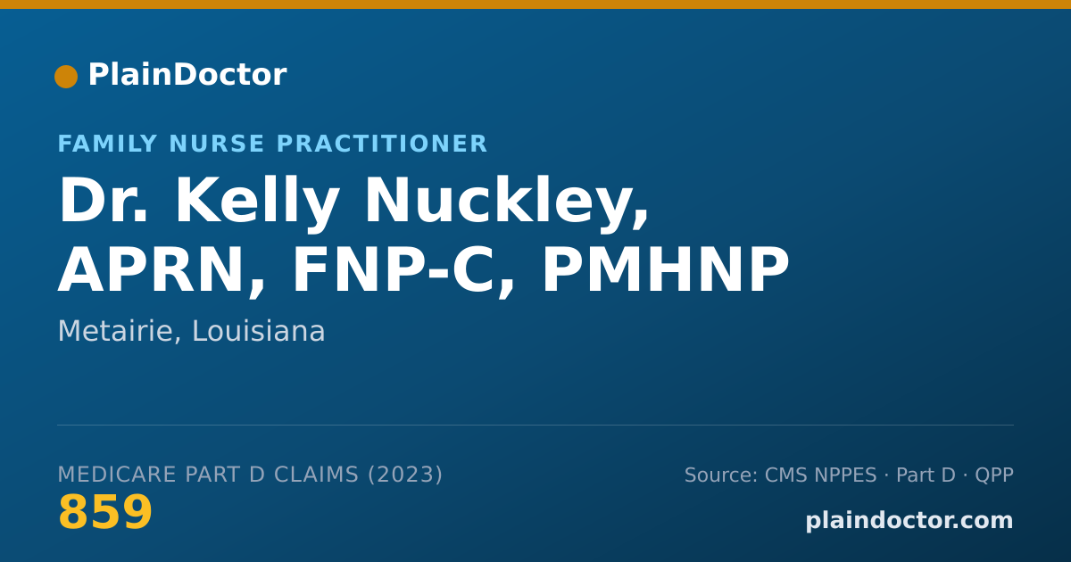 Shareable card for Kelly Nuckley, APRN, FNP-C, PMHNP - Family Nurse Practitioner, Metairie, LA