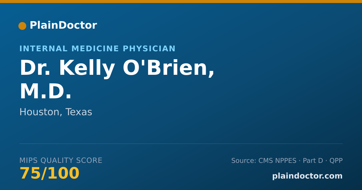 Shareable card for Kelly O'Brien, M.D. - Internal Medicine Physician, Houston, TX