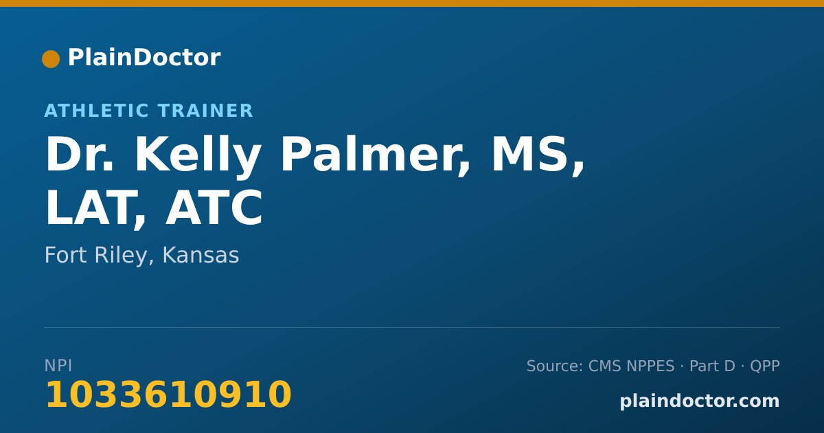 Shareable card for Kelly Palmer, MS, LAT, ATC - Athletic Trainer, Fort Riley, KS