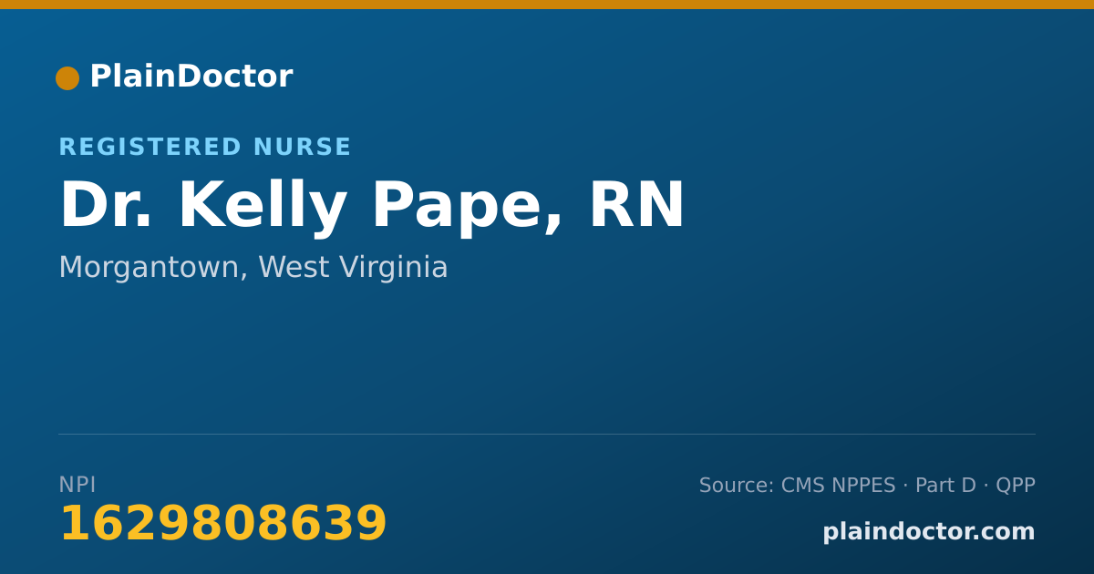 Shareable card for Kelly Pape, RN - Registered Nurse, Morgantown, WV