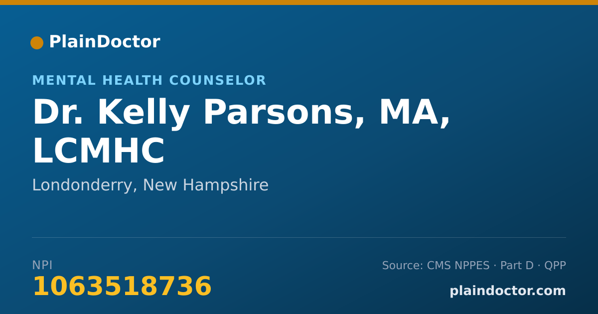 Shareable card for Kelly Parsons, MA, LCMHC - Mental Health Counselor, Londonderry, NH