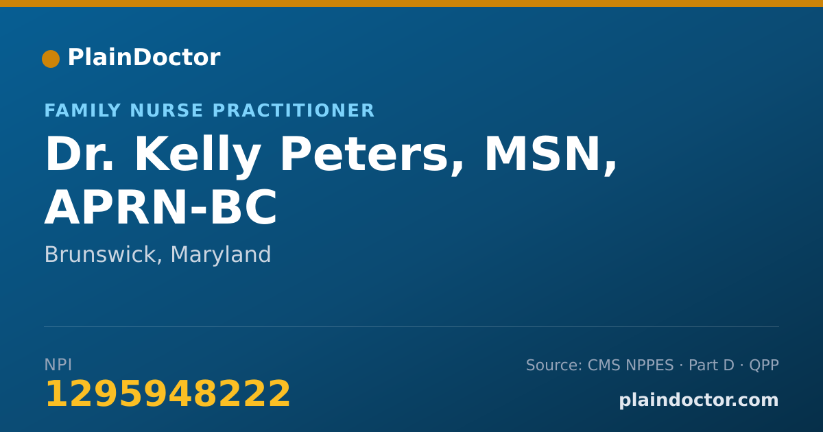Shareable card for Kelly Peters, MSN, APRN-BC - Family Nurse Practitioner, Brunswick, MD