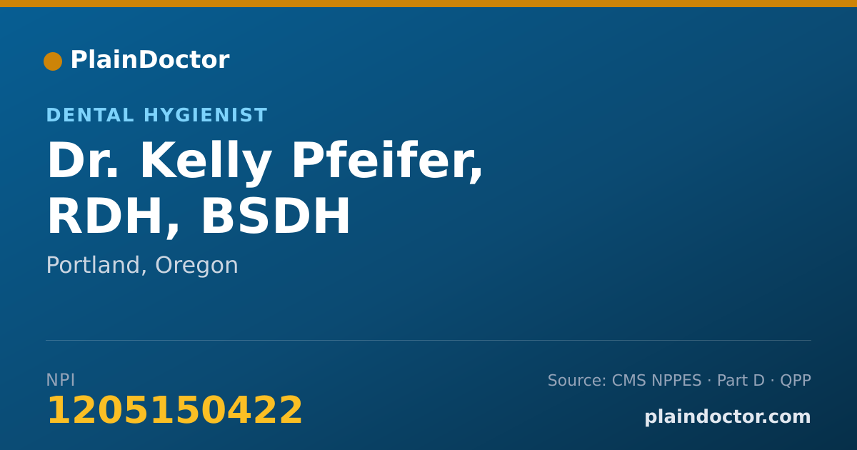 Shareable card for Kelly Pfeifer, RDH, BSDH - Dental Hygienist, Portland, OR