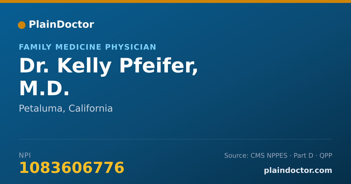 Shareable card for Kelly Pfeifer, M.D. - Family Medicine Physician, Petaluma, CA