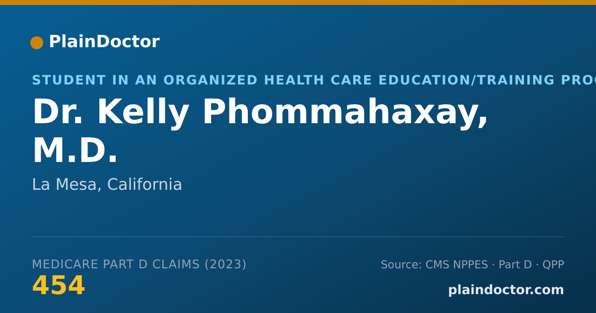 Shareable card for Kelly Phommahaxay, M.D. - Student in an Organized Health Care Education/Training Program, La Mesa, CA