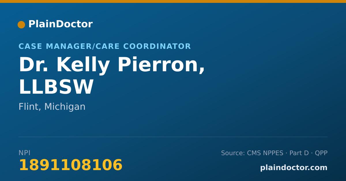 Shareable card for Kelly Pierron, LLBSW - Case Manager/Care Coordinator, Flint, MI