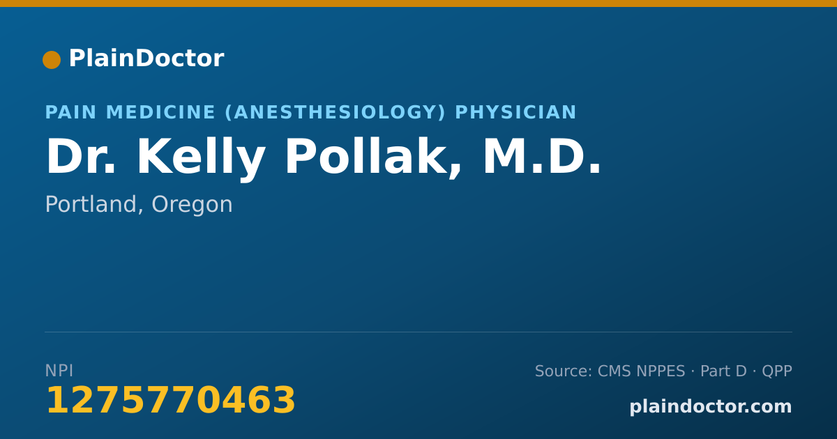 Shareable card for Kelly Pollak, M.D. - Pain Medicine (Anesthesiology) Physician, Portland, OR