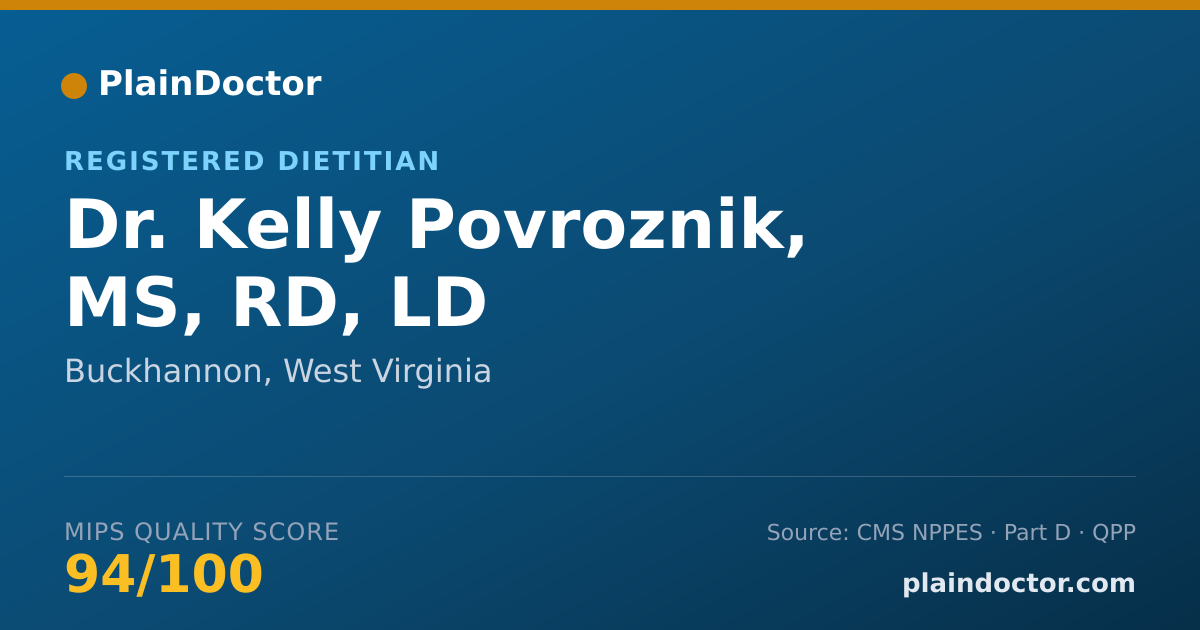 Shareable card for Kelly Povroznik, MS, RD, LD - Registered Dietitian, Buckhannon, WV