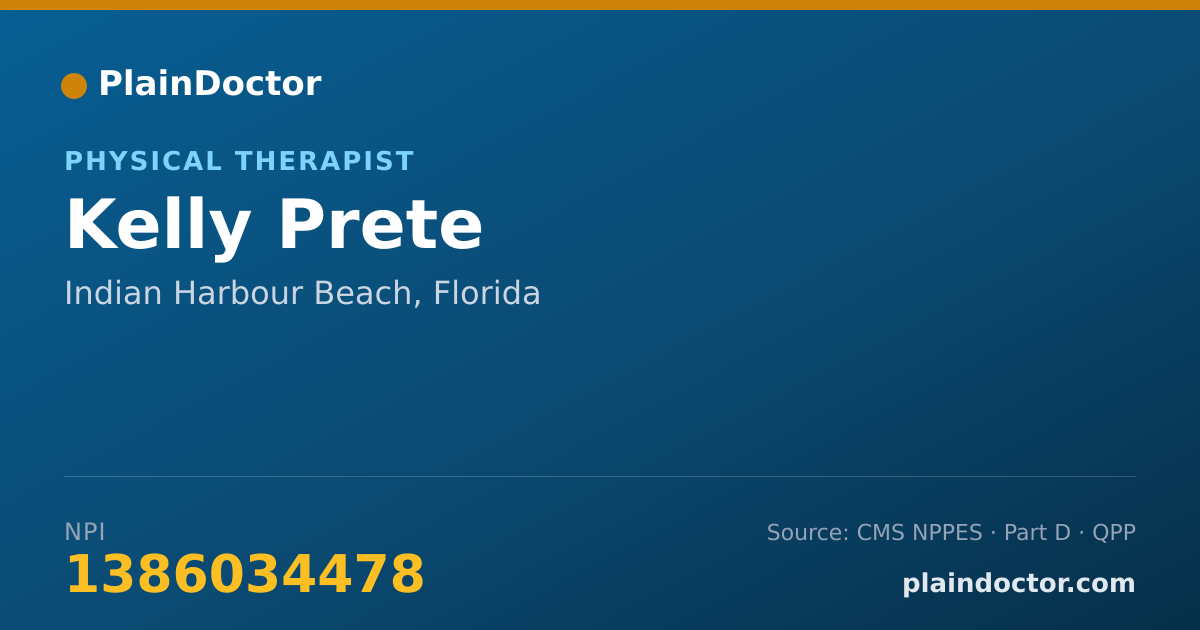 Shareable card for Kelly Prete - Physical Therapist, Indian Harbour Beach, FL
