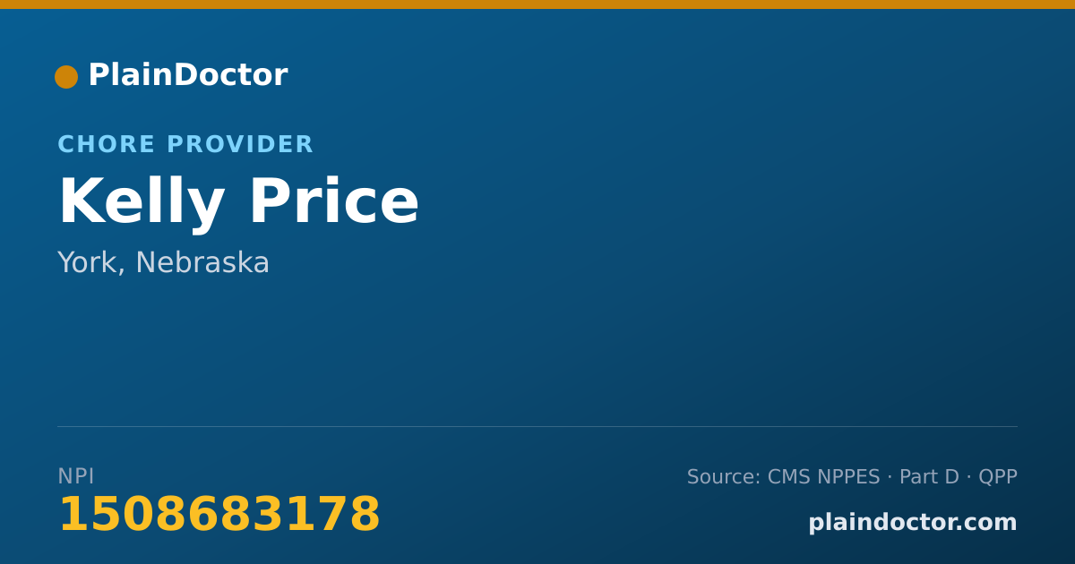 Shareable card for Kelly Price - Chore Provider, York, NE