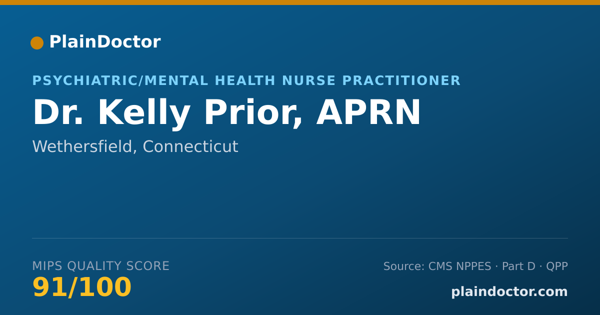 Shareable card for Kelly Prior, APRN - Psychiatric/Mental Health Nurse Practitioner, Wethersfield, CT