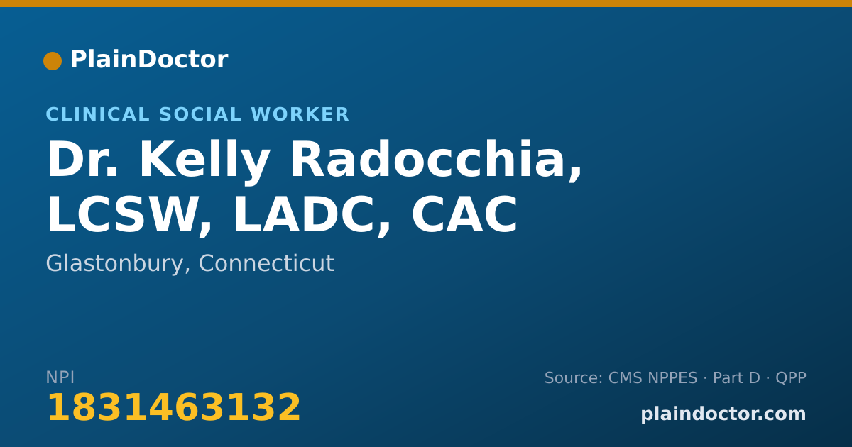 Shareable card for Kelly Radocchia, LCSW, LADC, CAC - Clinical Social Worker, Glastonbury, CT