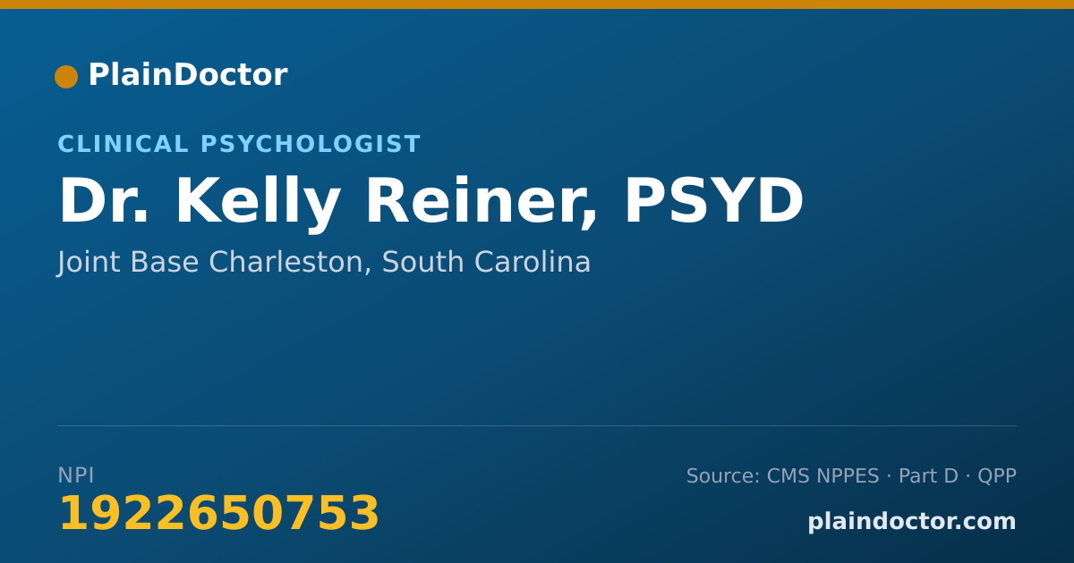 Shareable card for Kelly Reiner, PSYD - Clinical Psychologist, Joint Base Charleston, SC