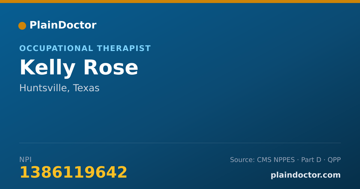 Shareable card for Kelly Rose - Occupational Therapist, Huntsville, TX