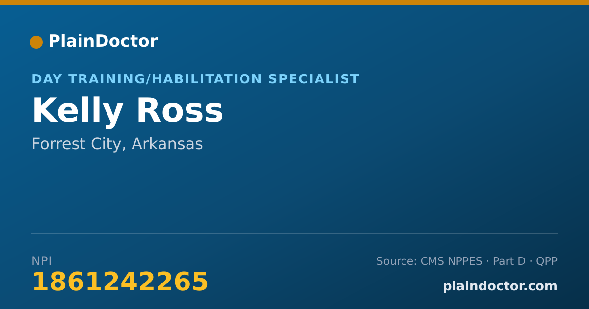 Shareable card for Kelly Ross - Day Training/Habilitation Specialist, Forrest City, AR