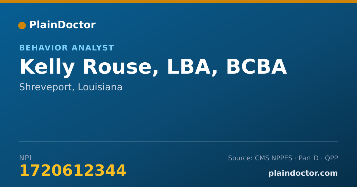 Shareable card for Kelly Rouse, LBA, BCBA - Behavior Analyst, Shreveport, LA
