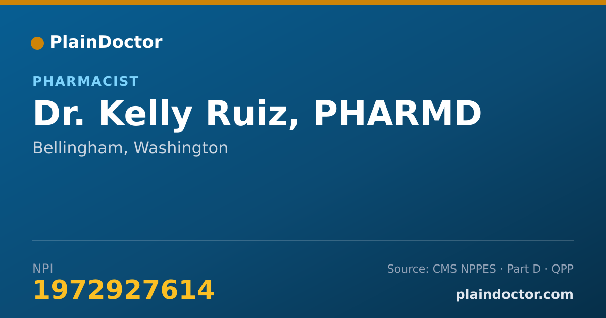 Shareable card for Kelly Ruiz, PHARMD - Pharmacist, Bellingham, WA