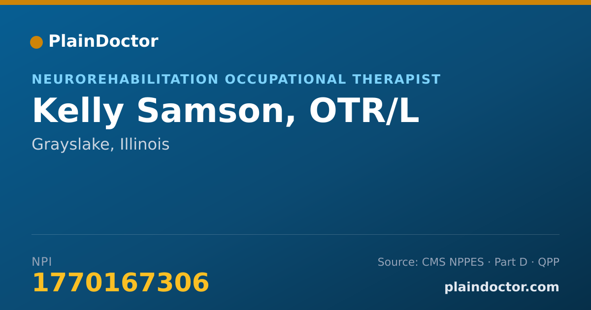 Shareable card for Kelly Samson, OTR/L - Neurorehabilitation Occupational Therapist, Grayslake, IL