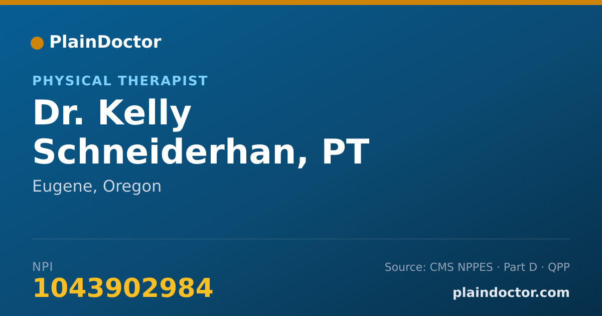Shareable card for Kelly Schneiderhan, PT - Physical Therapist, Eugene, OR