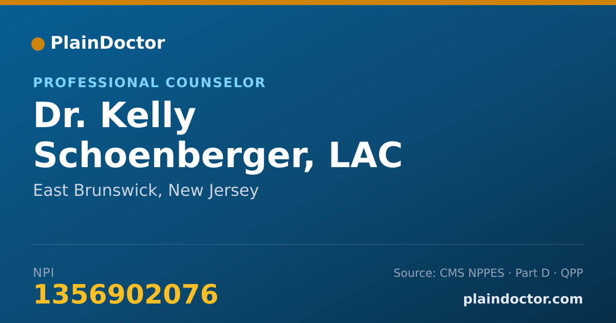Shareable card for Kelly Schoenberger, LAC - Professional Counselor, East Brunswick, NJ
