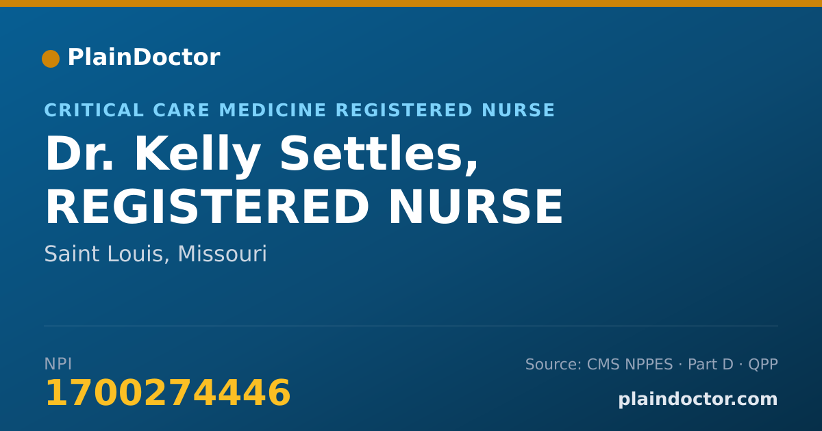 Shareable card for Kelly Settles, REGISTERED NURSE - Critical Care Medicine Registered Nurse, Saint Louis, MO
