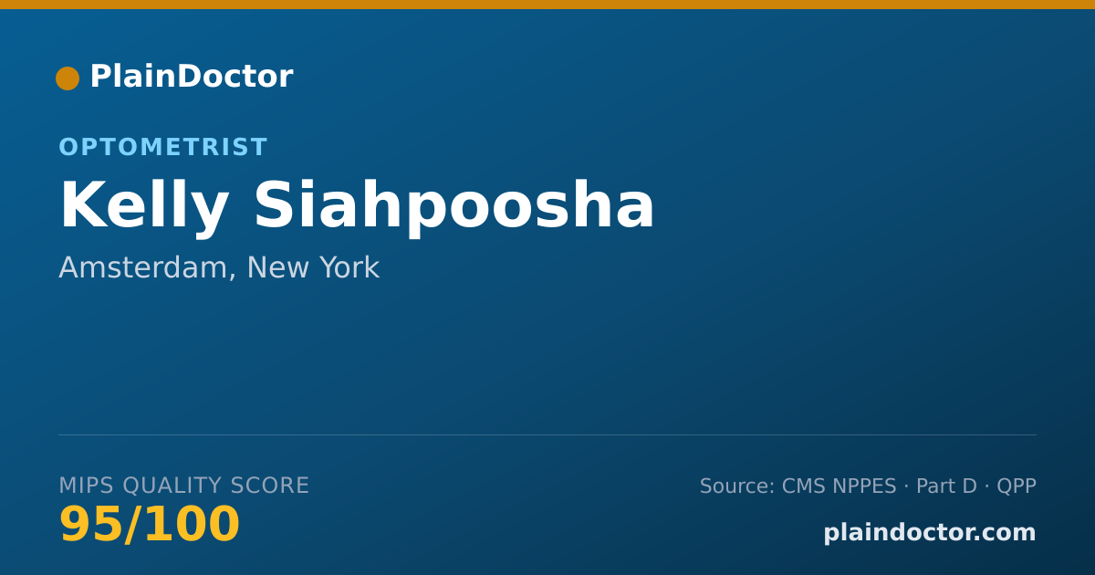 Shareable card for Kelly Siahpoosha - Optometrist, Amsterdam, NY