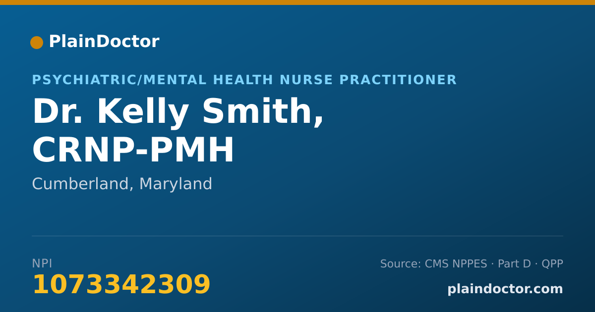 Shareable card for Kelly Smith, CRNP-PMH - Psychiatric/Mental Health Nurse Practitioner, Cumberland, MD