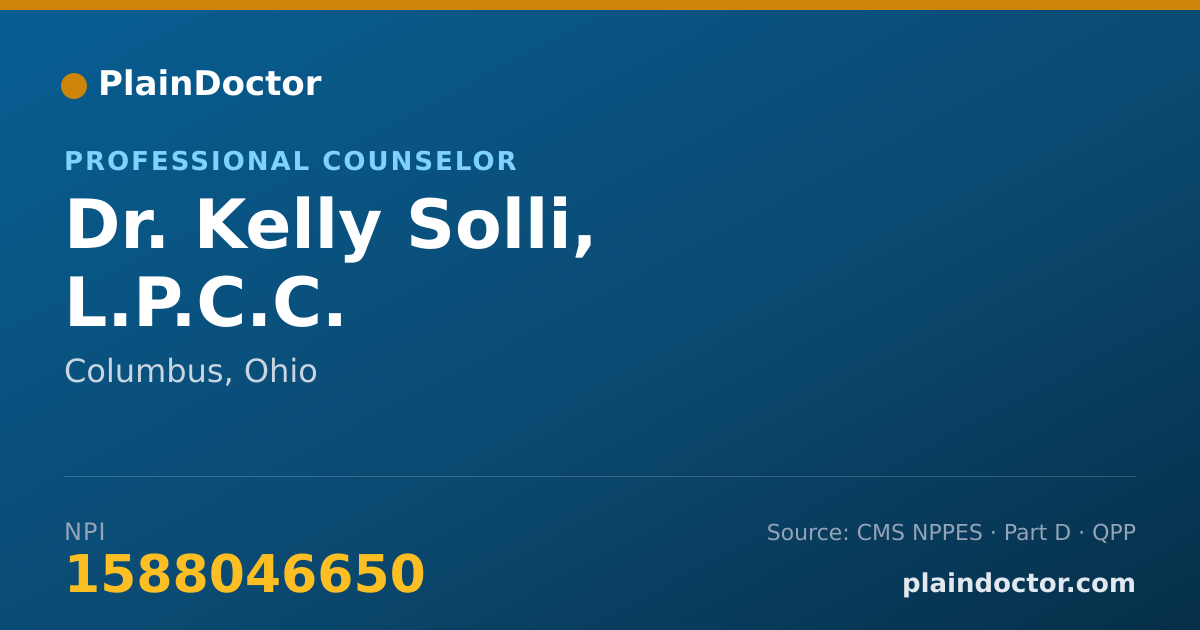 Shareable card for Kelly Solli, L.P.C.C. - Professional Counselor, Columbus, OH