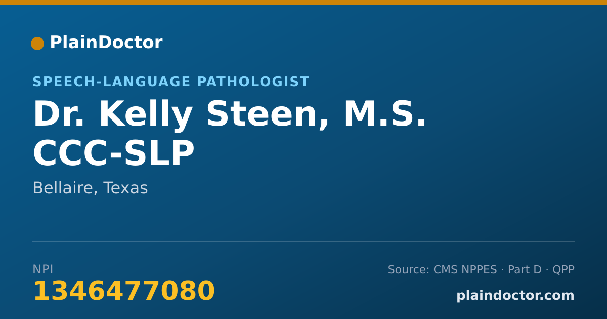 Shareable card for Kelly Steen, M.S. CCC-SLP - Speech-Language Pathologist, Bellaire, TX