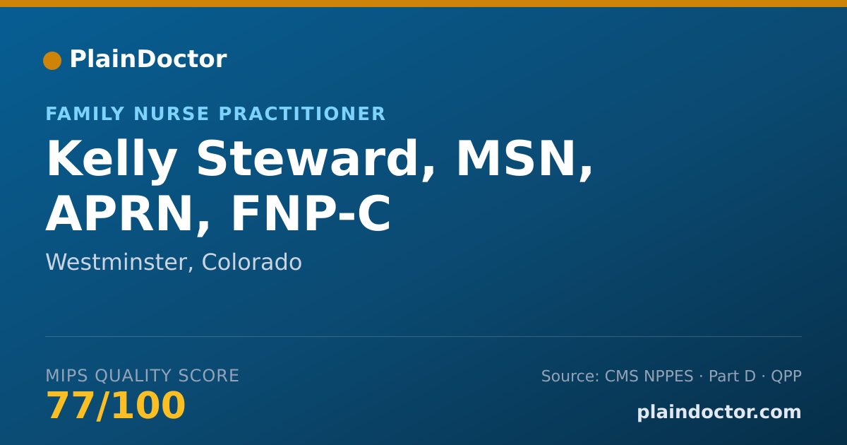 Shareable card for Kelly Steward, MSN, APRN, FNP-C - Family Nurse Practitioner, Westminster, CO